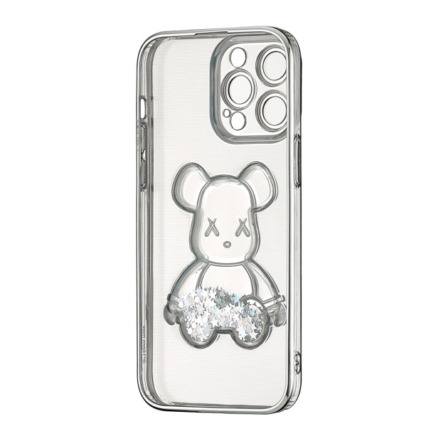Чохол UMKU Bear Shine для Apple iPhone 14 Pro Max (Сріблястий)