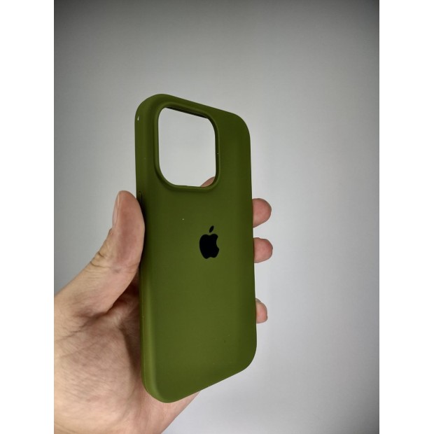 Силіконовий оригінальний круглий чохол для Apple iPhone 15 Pro (46) Глибокий зелений