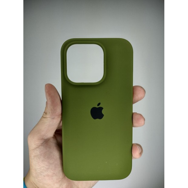 Силіконовий оригінальний круглий чохол для Apple iPhone 15 Pro (46) Глибокий зелений
