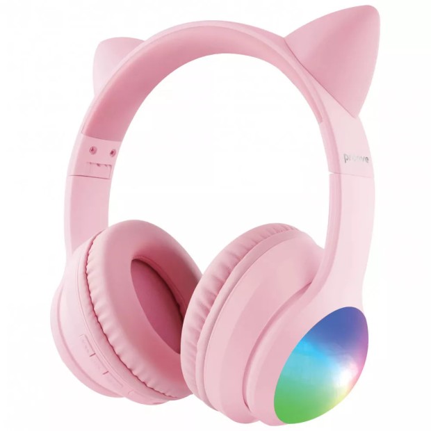 Беспроводные накладные наушники-гарнитура Proove Kids LumiCat (Pink)
