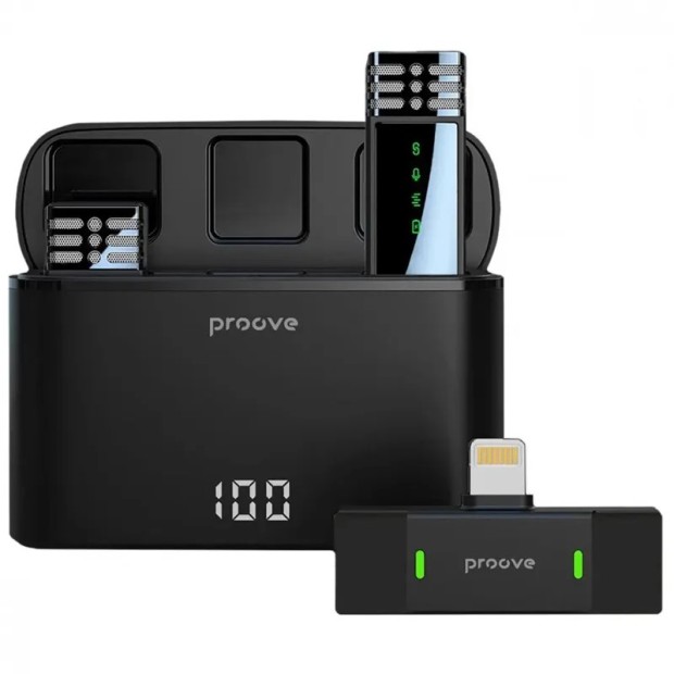 Бездротовий петличний мікрофон Proove Record (Lightning) (Чорний)