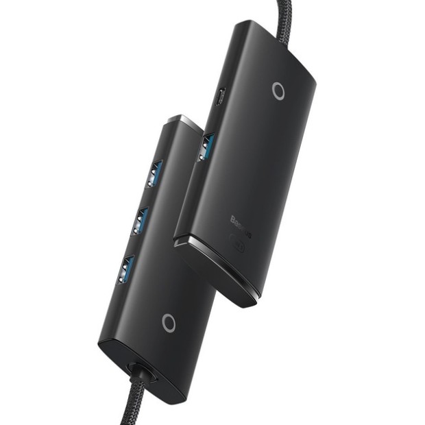 USB HUB Адаптер Baseus Lite Series (USB на 4USB3.0) (0,25м) (Чорний) WKQX030001