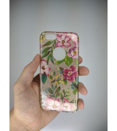 Силікон Glitter для Apple iPhone 6  /  6s (Золоті квіти)