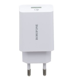 СЗУ-адаптер USB Borofone BA21A QC 3.0 18W + кабель Type-C (Белый)