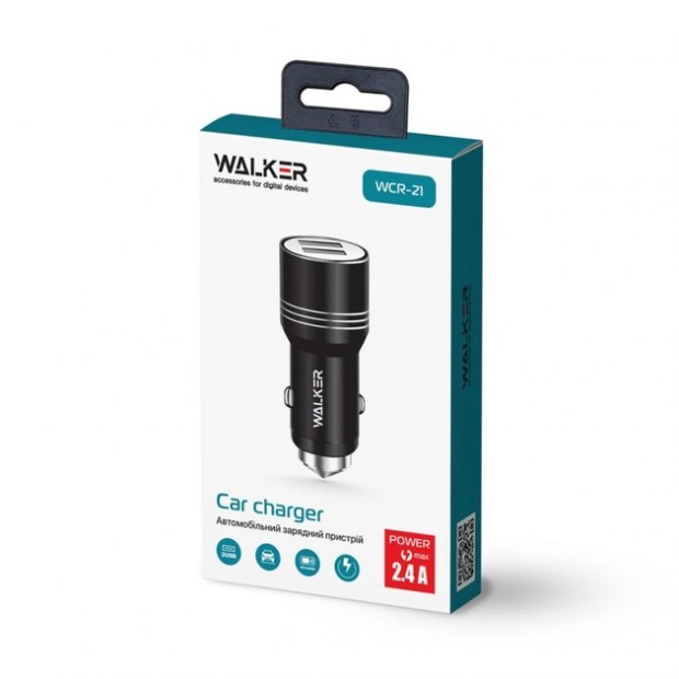 АЗУ-адаптер Walker WCR-21 (1USB1.0 / 1USB2.4) (Чёрный)