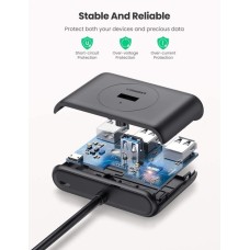 Перехідник USB HUB UGREEN CR113 4-в-1 (USB3.0 / Type-C на 4USB3.0) (Чорний)