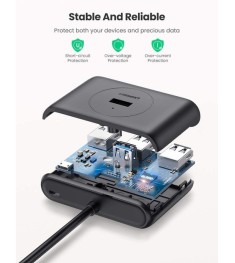 Перехідник USB HUB UGREEN CR113 4-в-1 (USB3.0 / Type-C на 4USB3.0) (Чорний)