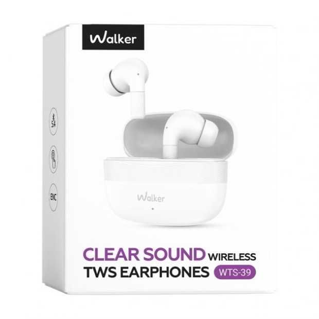 Бездротові вакуумні навушники-гарнітура Walker WTS-39 ENC (Білі)