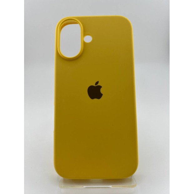 Оригінальний силіконовий чохол круглої форми для Apple iPhone 16 (13) жовтого кольору