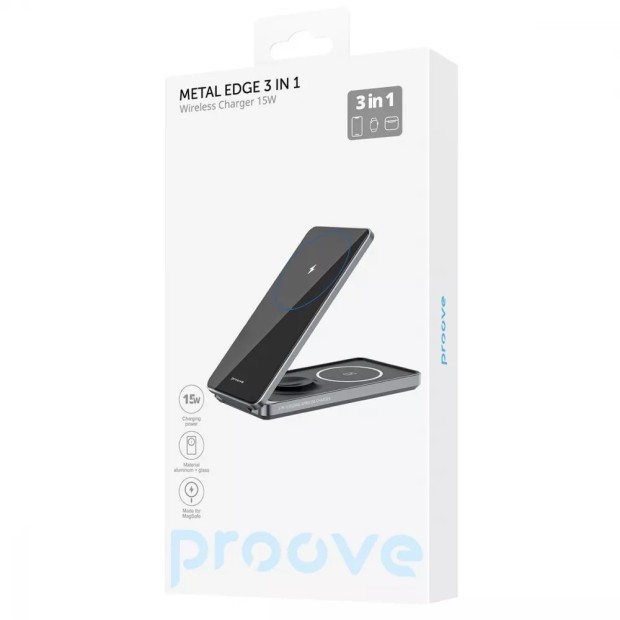 Беспроводное зарядное устройство Proove Metal Edge 3in1 (Grey) WSME15010003