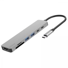 Переходник USB HUB Proove Iron Link 7-in-1 (Type-C) (2 Type-C/ 2 USB 3.0/ 1 SD/TF/ 1 HDMI) (Silver)
