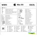 Наклейка з гарячими клавішами Word  /  MacOS  /  Excel (Прозора / Біла) XK-MCR-WMEW