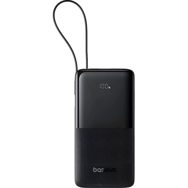 Павербанк Baseus Bipow 2 + вбудований кабель Type C 20W 20000mAh (Чорний)