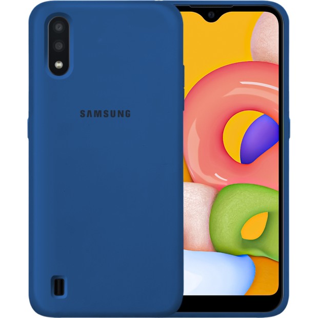 Silicone Original 360 Case Logo Samsung Galaxy A01 (2020) (Cobalt)