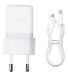 Білий мережевий адаптер Baseus Palm 30W PD (1 Type-C) + кабель Type-C - Type-C P..