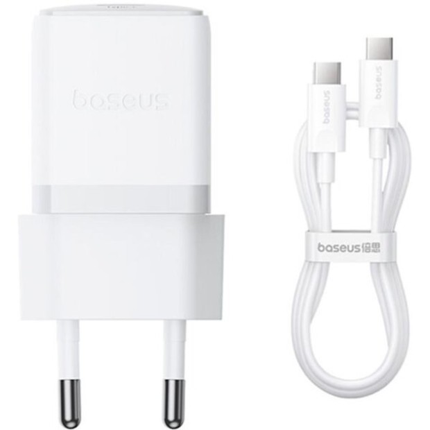 Білий мережевий адаптер Baseus Palm 30W PD (1 Type-C) + кабель Type-C - Type-C P10111605213-01.