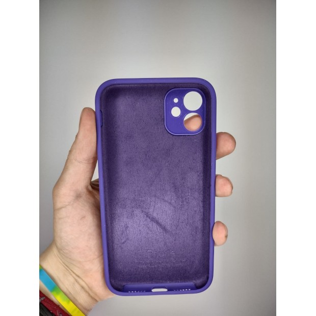 Силіконовий оригінальний квадратно-круглий камуфляжний чохол для Apple iPhone 11 (Аметист)