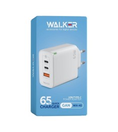 СЗП-адаптер Walker WH-45 65Вт GAN (1USB  /  2Type-C) (Білий)