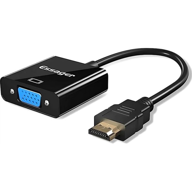Перехідник ESSAGER (HDMI - VGA) 1080p (Адаптер - конвертер) (Чорний) (EZJHV-HY01)