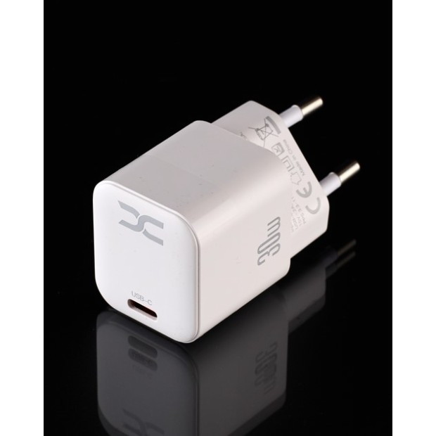 СЗП-адаптер DC CA-F06 GaN 30W (1Type-C) + кабель Type-C - Lightning (Білий) D