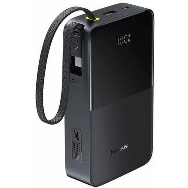 PowerBank Baseus EnerFill Bipow 2 Pro 22.5W 20000mAh + вбудований кабель Type-C (Black)