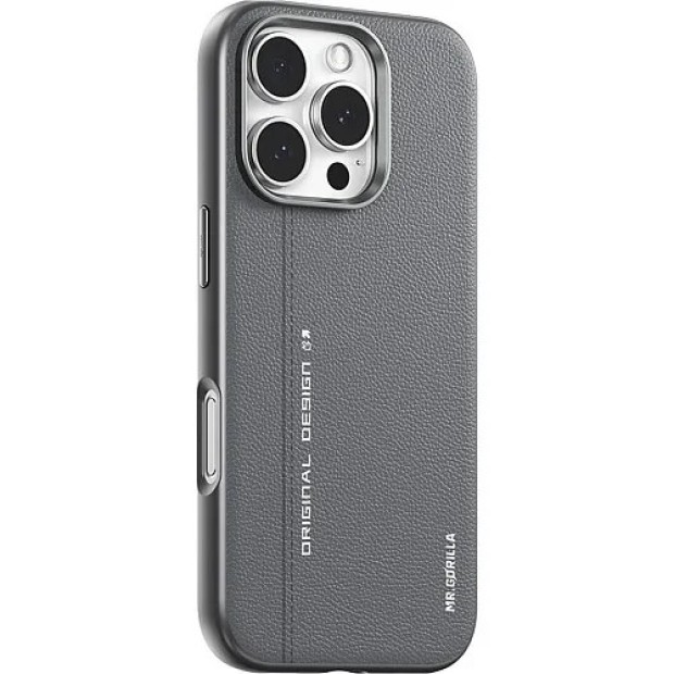 Чохол Blueo Premium Leather з MagSafe для Apple iPhone 16 (Сірий)