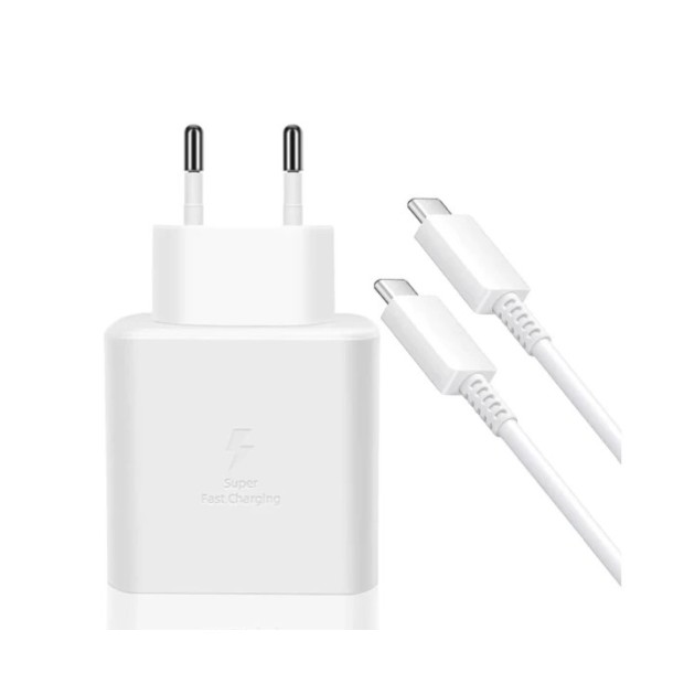 Адаптер живлення Samsung EP-TA845XWE 45W (1 Type-C) + кабель Type-C - Type-C (білий) (оригінальна збірка) K