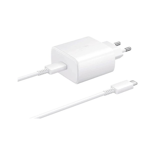 Адаптер живлення Samsung EP-TA845XWE 45W (1 Type-C) + кабель Type-C - Type-C (білий) (оригінальна збірка) K