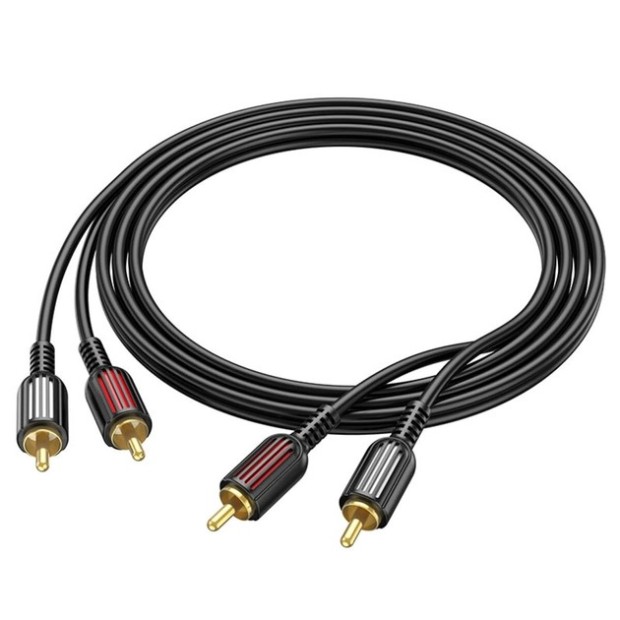 AUX Extension Cable Borofone BL13 2RCA (2 red  /  2 white) (Black)