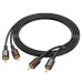 AUX Extension Cable Borofone BL13 2RCA (2 red  /  2 white) (Black)
