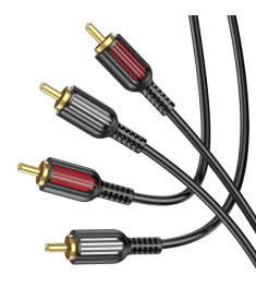 AUX Extension Cable Borofone BL13 2RCA (2 red  /  2 white) (Black)
