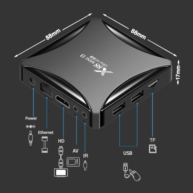 Розумна ТВ приставка X88 mini 2 / 16Gb 4K Android 11 (Чорний)