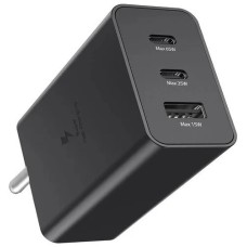 СЗП-адаптер Samsung 65W Power Adapter Trio (2Type-C / 1USB)+кабель Type-C - Type-C (Чорний)(Оригінал)К