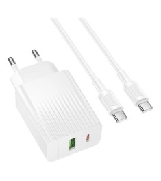 СЗУ-адаптер USB Borofone BAS76A QD 30W (1USB  /  1Type-C) + кабель Type-C - Type..