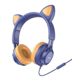 Дротові накладні навушники-гарнітура Hoco W36 RGB (Темно-синій)