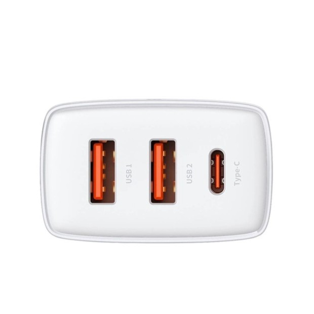 Блок живлення Baseus Compact 30W QC + PD (2USB  /  1Type-C) (білий) CCXJ-E02.
