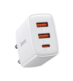 Блок живлення Baseus Compact 30W QC + PD (2USB  /  1Type-C) (білий) CCXJ-E02.