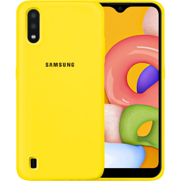Силіконовий Original 360 чохол з логотипом для Samsung Galaxy A01 (2020) (Жовтий)