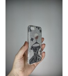 Силикон Glitter Apple iPhone 5 / 5s / SE (Silver Dress)