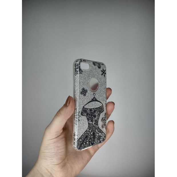 Срібний глиттерний силіконовий чохол для Apple iPhone 5  /  5s  /  SE