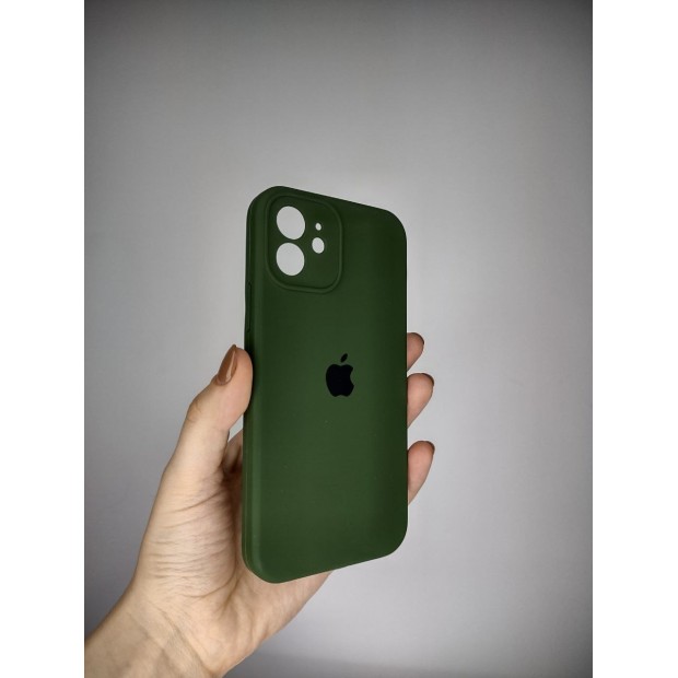 Силіконовий оригінальний чохол RoundCam для Apple iPhone 12 (73) Лісовий Зелений