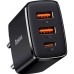 Адаптер Baseus Compact 30W QC + PD (2USB  /  1Type-C) (Чорний) CCXJ-E01