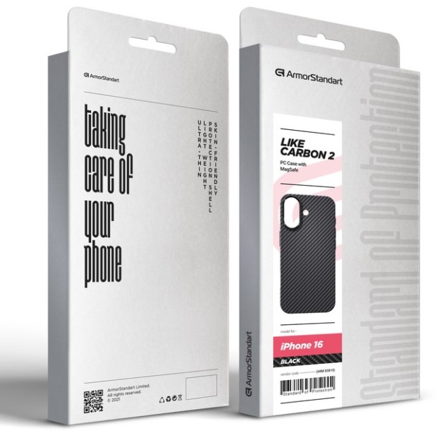 Чехол-накладка Carbon2 MagSafe для Apple iPhone 16 (Чёрный)