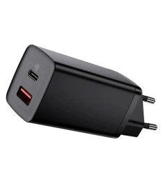 Адаптер живлення Baseus GaN2 Lite 65W (1 USB / 1 Type-C) (Чорний) CCGAN2L-B01 Адаптер живлення Baseus GaN2 Lite 65W (1 USB / 1 Type-C) (Чорний) CCGAN2L-B01