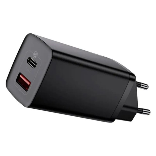 Адаптер живлення Baseus GaN2 Lite 65W (1 USB / 1 Type-C) (Чорний) CCGAN2L-B01 Адаптер живлення Baseus GaN2 Lite 65W (1 USB / 1 Type-C) (Чорний) CCGAN2L-B01