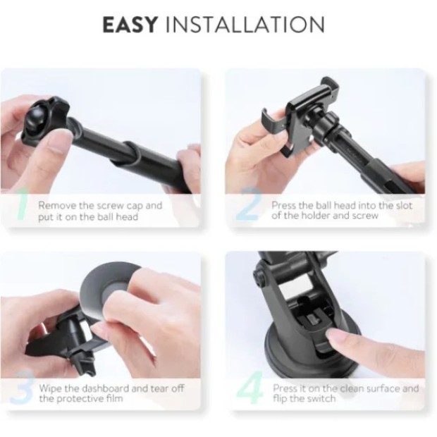 Автотримач UGREEN LP200 (Чорний) (60990B)