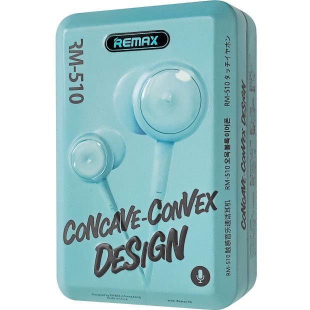 Провідні навушники-гарнітура вакуумні Remax RM-510 (Бірюзовий)