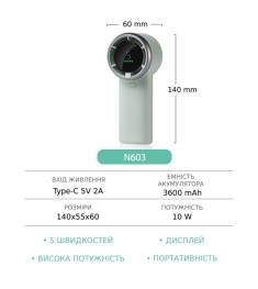 Вентилятор ручний GXQC N603 (Зелений)