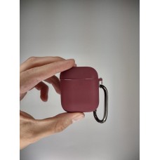 Чохол для навушників Full Silicone Case with Microfiber Apple AirPods (57) Марсала