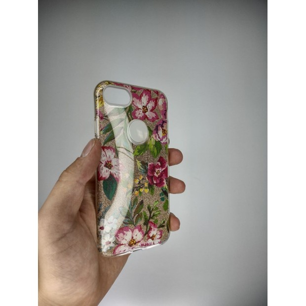 Силіконова накладка Glitter для Apple iPhone 7 / 8 / SE (2020) (Золоті Квіти) Силіконова накладка Glitter для Apple iPhone 7 / 8 / SE (2020) (Золоті Квіти)